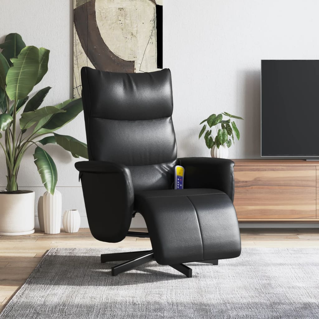 Massagestoel verstelbaar met voetensteun kunstleer zwart is nu te koop bij PeponiXL, paradijselijk wonen!