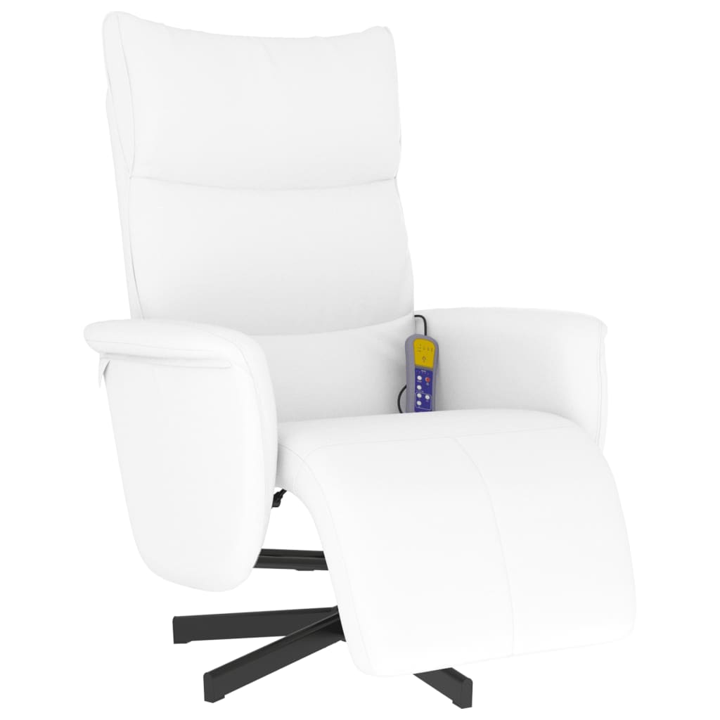 Massagestoel verstelbaar met voetensteun kunstleer wit is nu te koop bij PeponiXL, paradijselijk wonen!