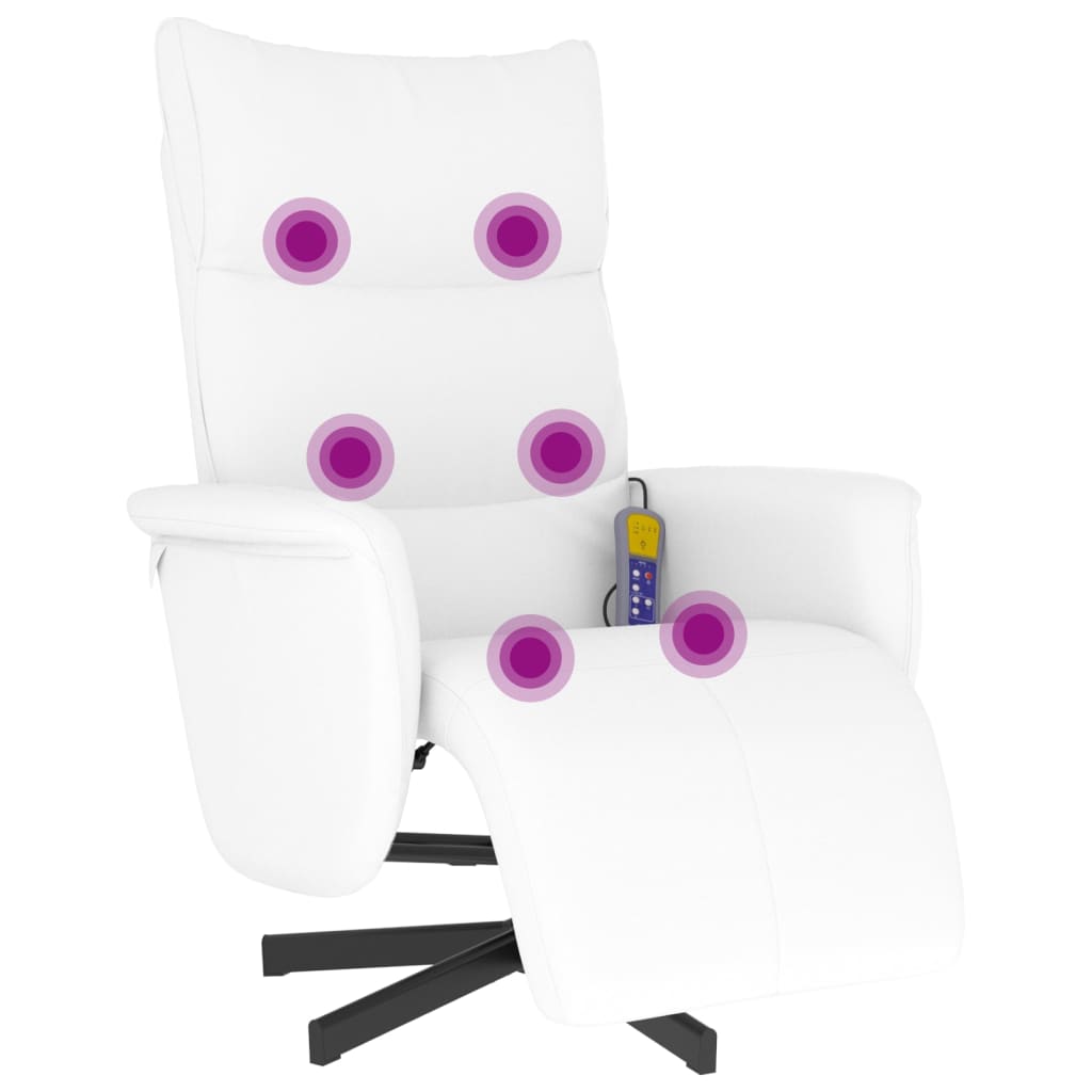 Massagestoel verstelbaar met voetensteun kunstleer wit is nu te koop bij PeponiXL, paradijselijk wonen!