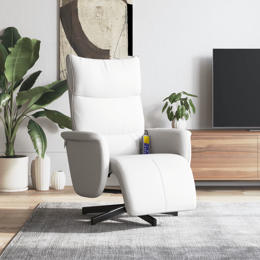 Massagestoel verstelbaar met voetensteun kunstleer wit is nu te koop bij PeponiXL, paradijselijk wonen!