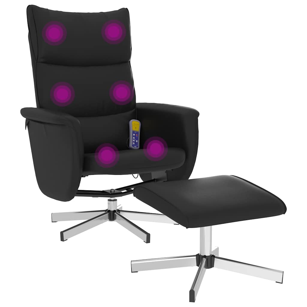 Massagestoel verstelbaar met voetenbankje kunstleer zwart is nu te koop bij PeponiXL, paradijselijk wonen!