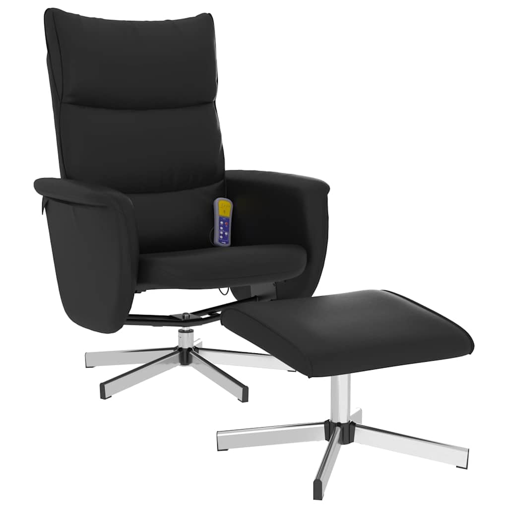 Massagestoel verstelbaar met voetenbankje kunstleer zwart is nu te koop bij PeponiXL, paradijselijk wonen!