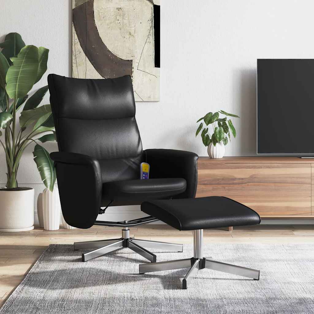 Massagestoel verstelbaar met voetenbankje kunstleer zwart is nu te koop bij PeponiXL, paradijselijk wonen!