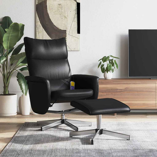 Massagestoel verstelbaar met voetenbankje kunstleer zwart is nu te koop bij PeponiXL, paradijselijk wonen!