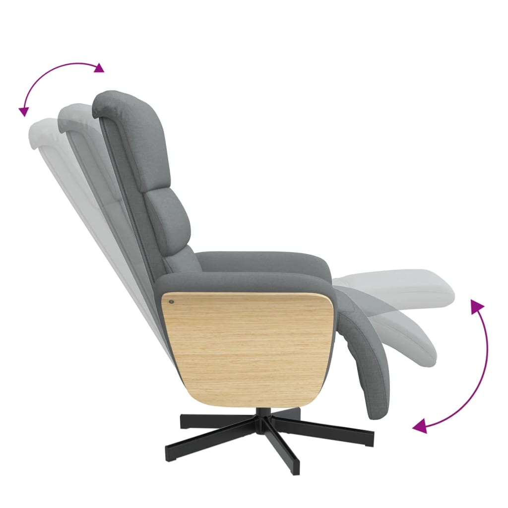 Fauteuil verstelbaar met voetensteun stof lichtgrijs is nu te koop bij PeponiXL, paradijselijk wonen!