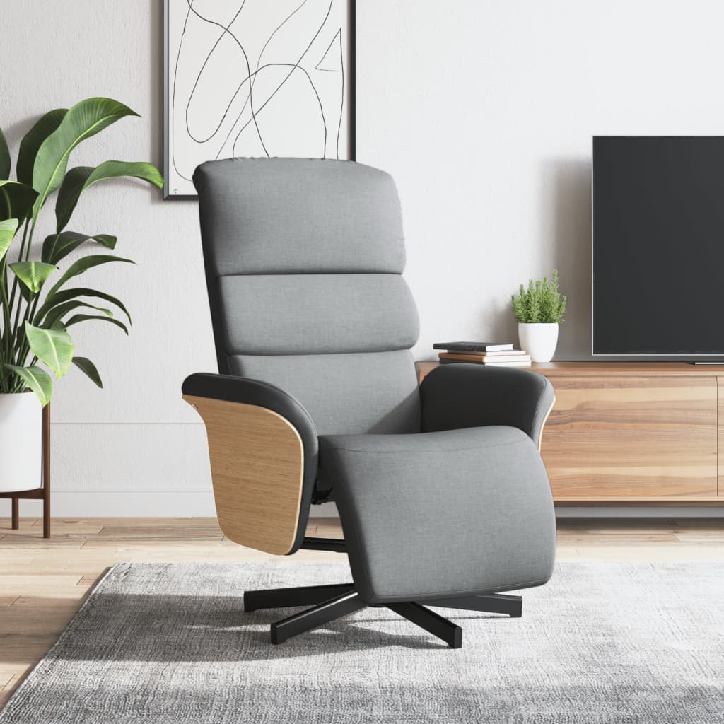 Fauteuil verstelbaar met voetensteun stof lichtgrijs is nu te koop bij PeponiXL, paradijselijk wonen!