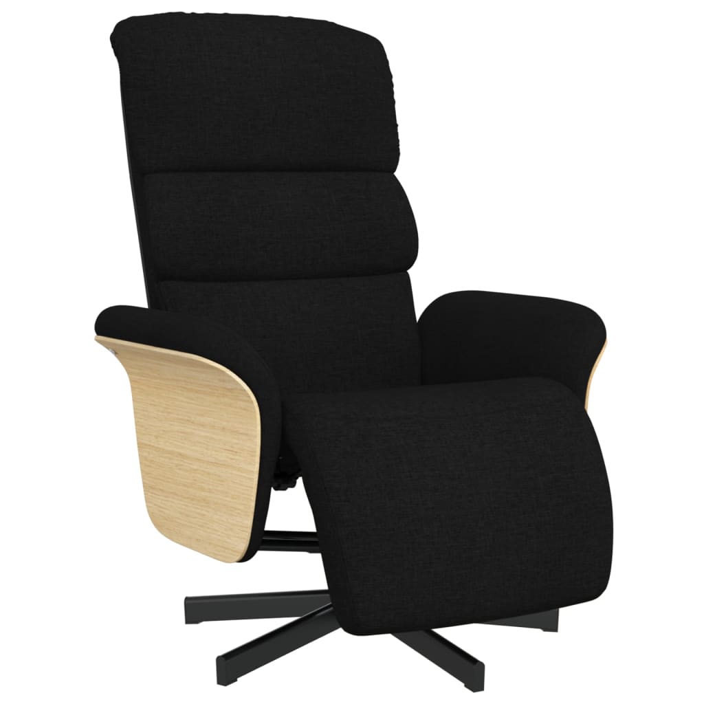 Fauteuil verstelbaar met voetensteun stof zwart is nu te koop bij PeponiXL, paradijselijk wonen!