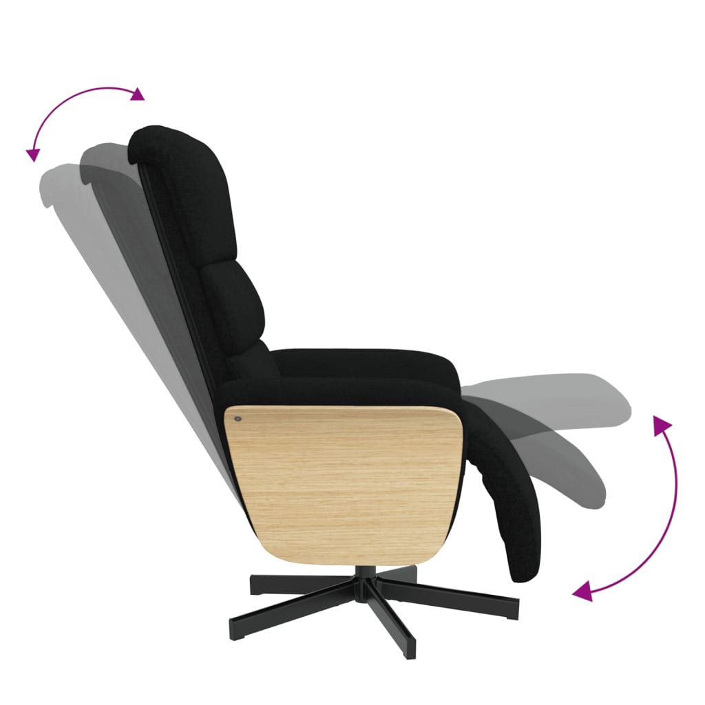 Fauteuil verstelbaar met voetensteun stof zwart is nu te koop bij PeponiXL, paradijselijk wonen!