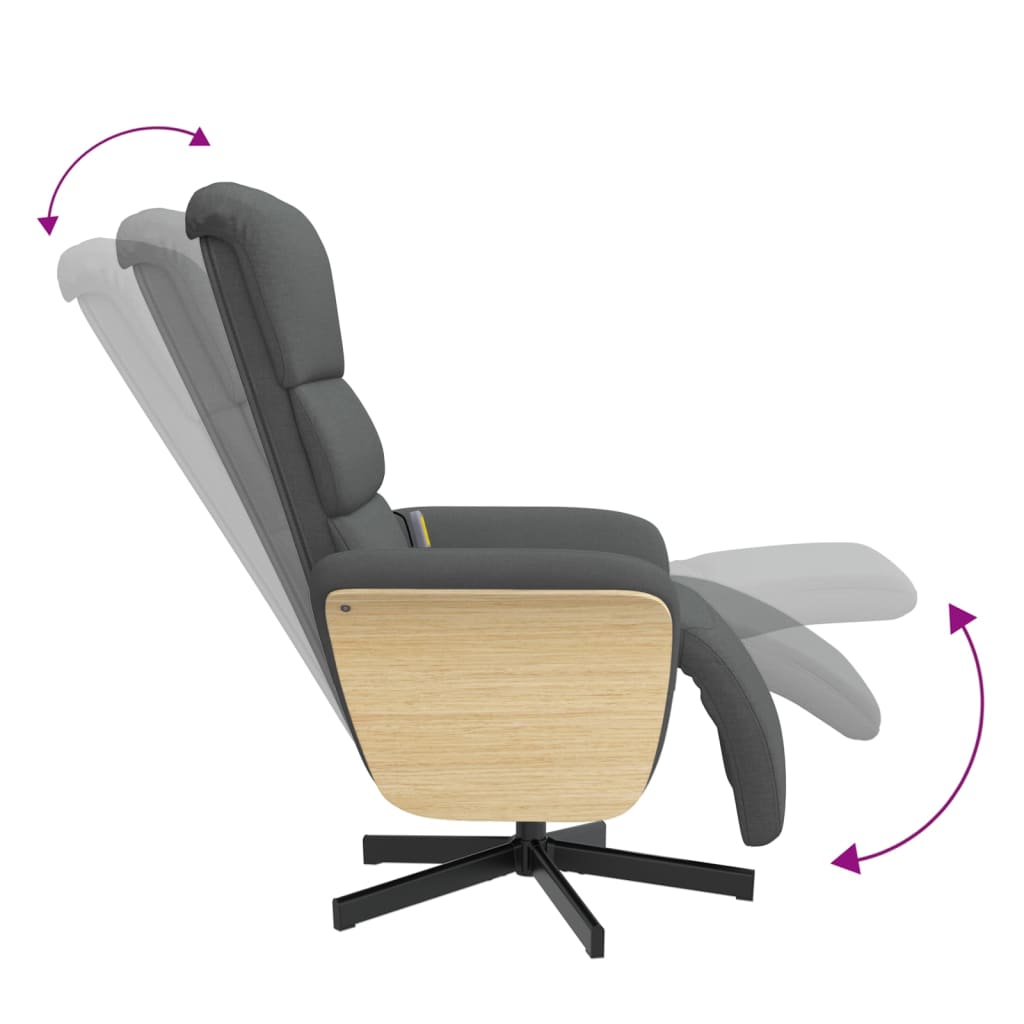 Massagestoel verstelbaar met voetensteun stof donkergrijs is nu te koop bij PeponiXL, paradijselijk wonen!
