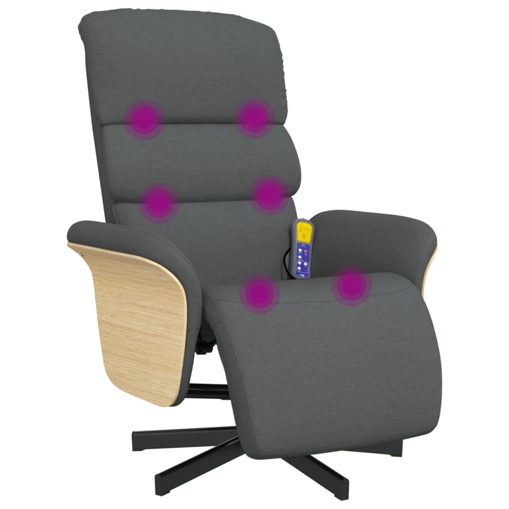 Massagestoel verstelbaar met voetensteun stof donkergrijs is nu te koop bij PeponiXL, paradijselijk wonen!