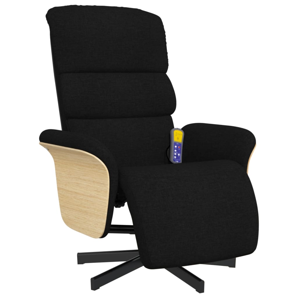 Massagestoel verstelbaar met voetensteun stof zwart is nu te koop bij PeponiXL, paradijselijk wonen!