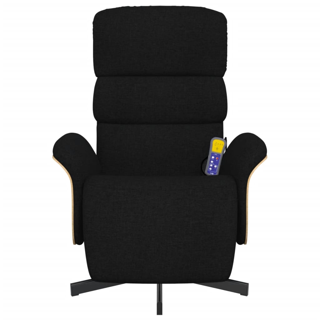 Massagestoel verstelbaar met voetensteun stof zwart is nu te koop bij PeponiXL, paradijselijk wonen!