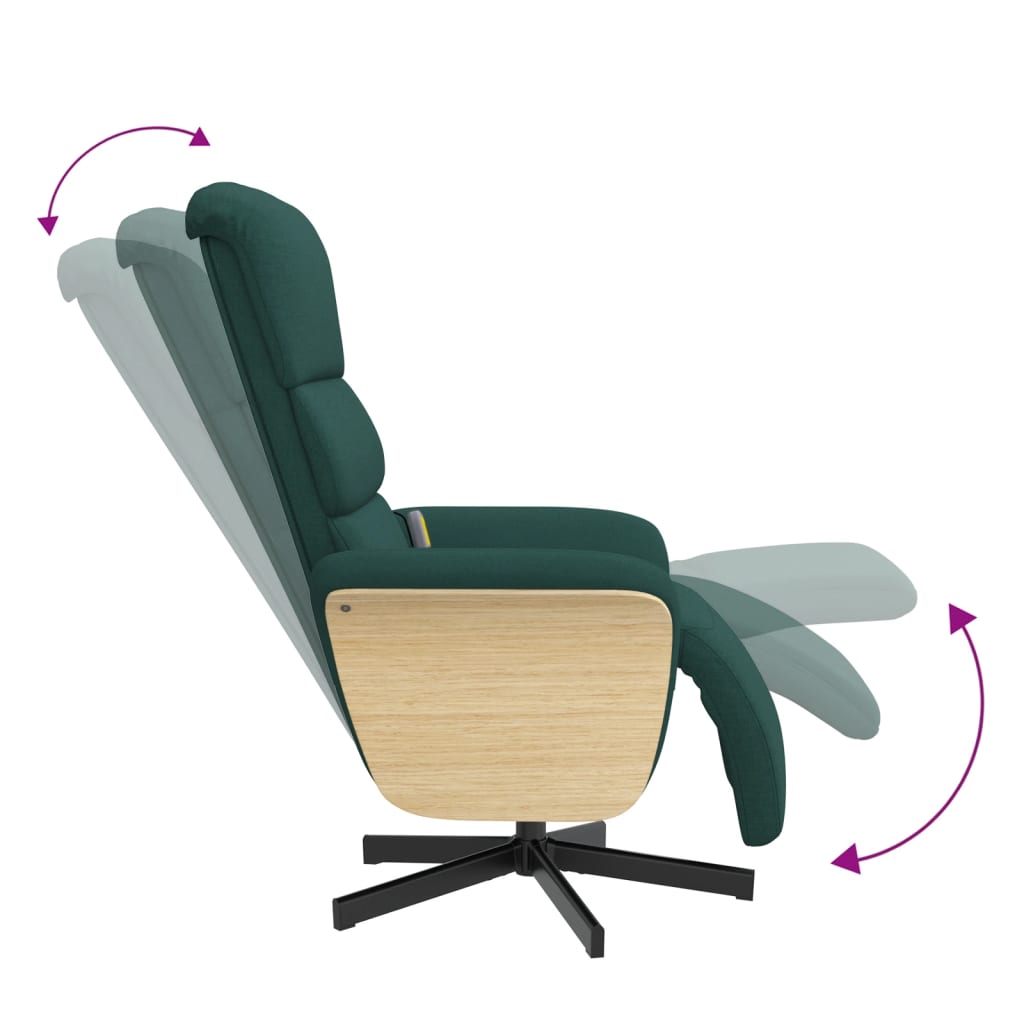 Massagestoel verstelbaar met voetensteun stof donkergroen is nu te koop bij PeponiXL, paradijselijk wonen!