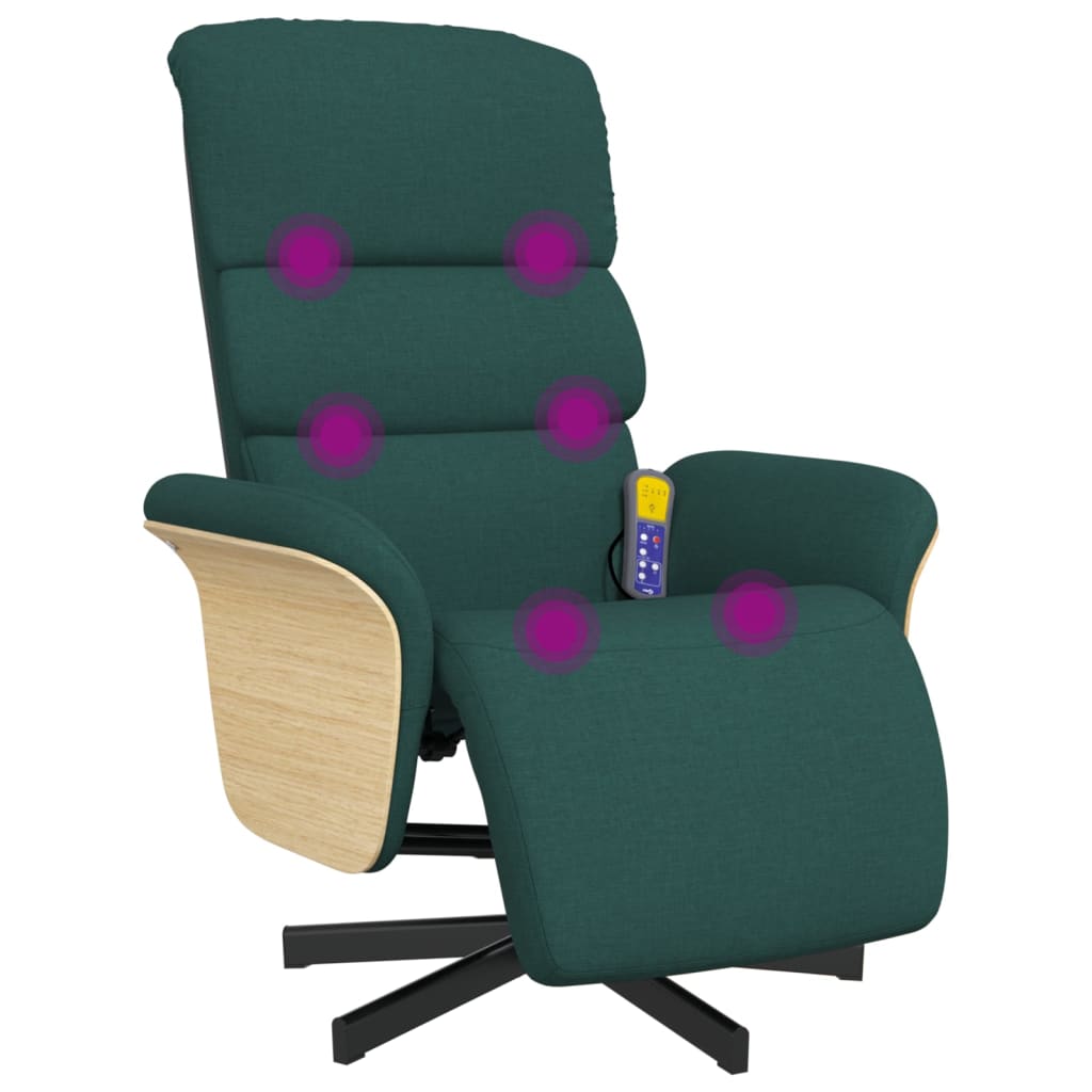 Massagestoel verstelbaar met voetensteun stof donkergroen is nu te koop bij PeponiXL, paradijselijk wonen!