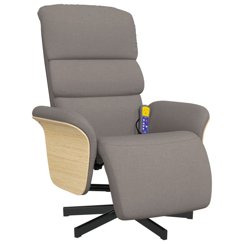 Massagestoel verstelbaar met voetensteun stof taupe is nu te koop bij PeponiXL, paradijselijk wonen!
