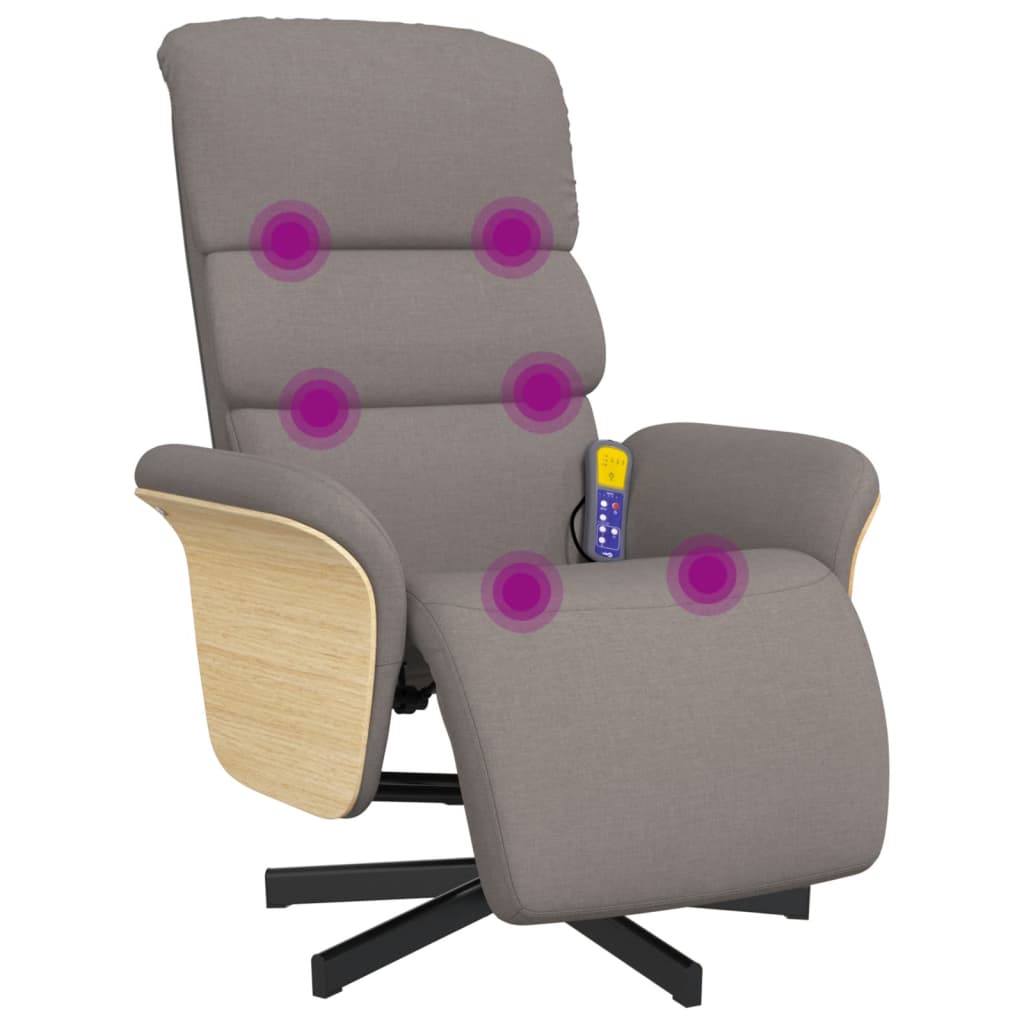 Massagestoel verstelbaar met voetensteun stof taupe is nu te koop bij PeponiXL, paradijselijk wonen!