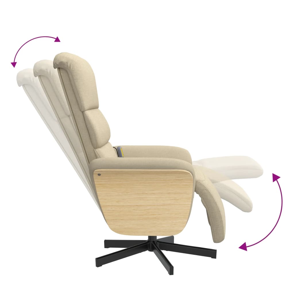 Massagestoel verstelbaar met voetensteun stof crèmekleurig is nu te koop bij PeponiXL, paradijselijk wonen!