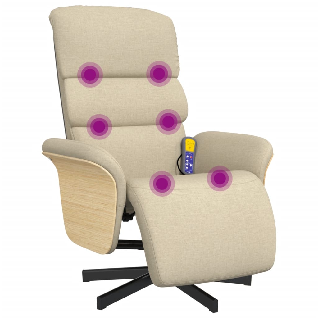 Massagestoel verstelbaar met voetensteun stof crèmekleurig is nu te koop bij PeponiXL, paradijselijk wonen!