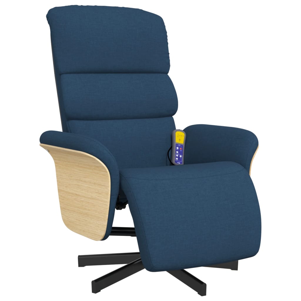 Massagestoel verstelbaar met voetensteun stof blauw is nu te koop bij PeponiXL, paradijselijk wonen!