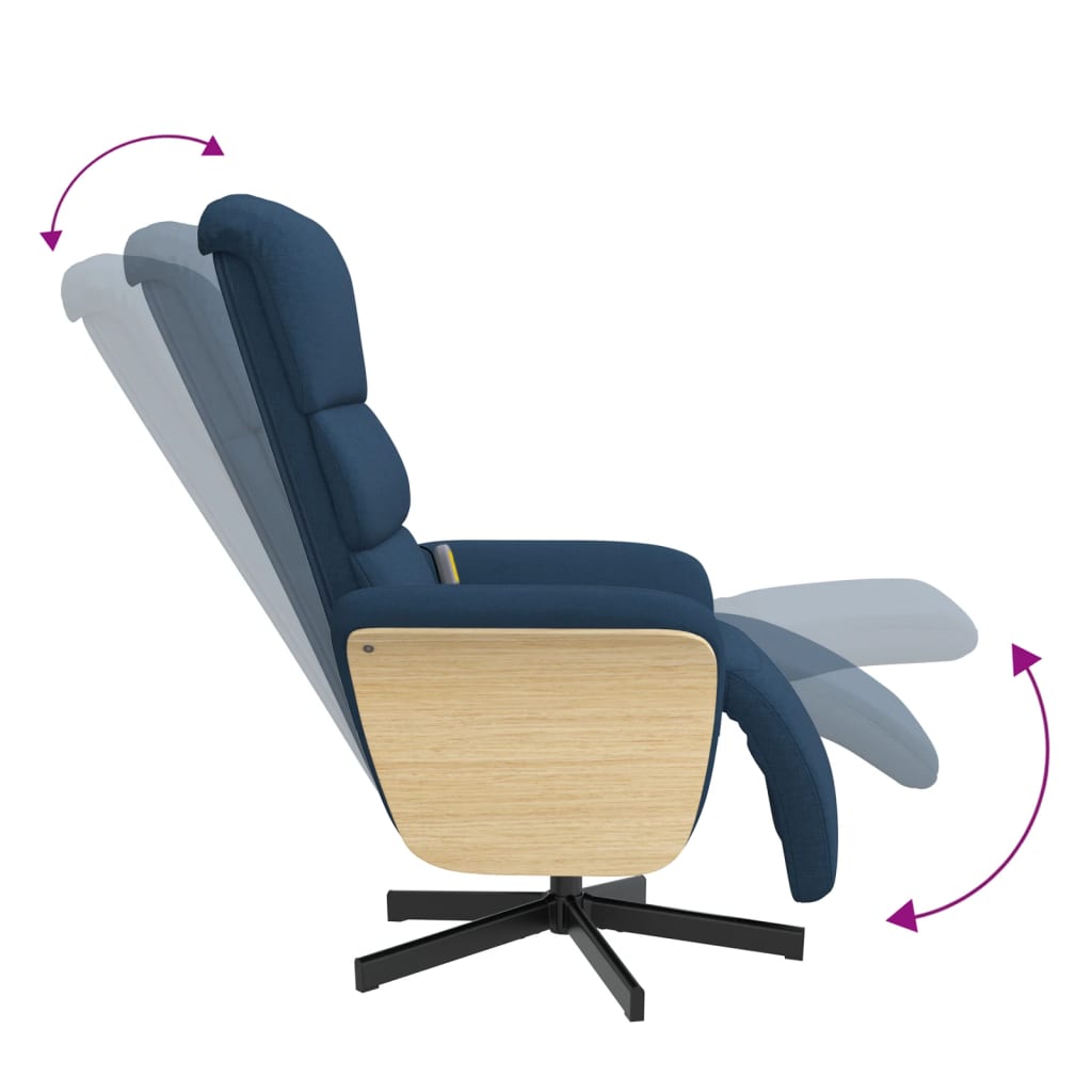 Massagestoel verstelbaar met voetensteun stof blauw is nu te koop bij PeponiXL, paradijselijk wonen!