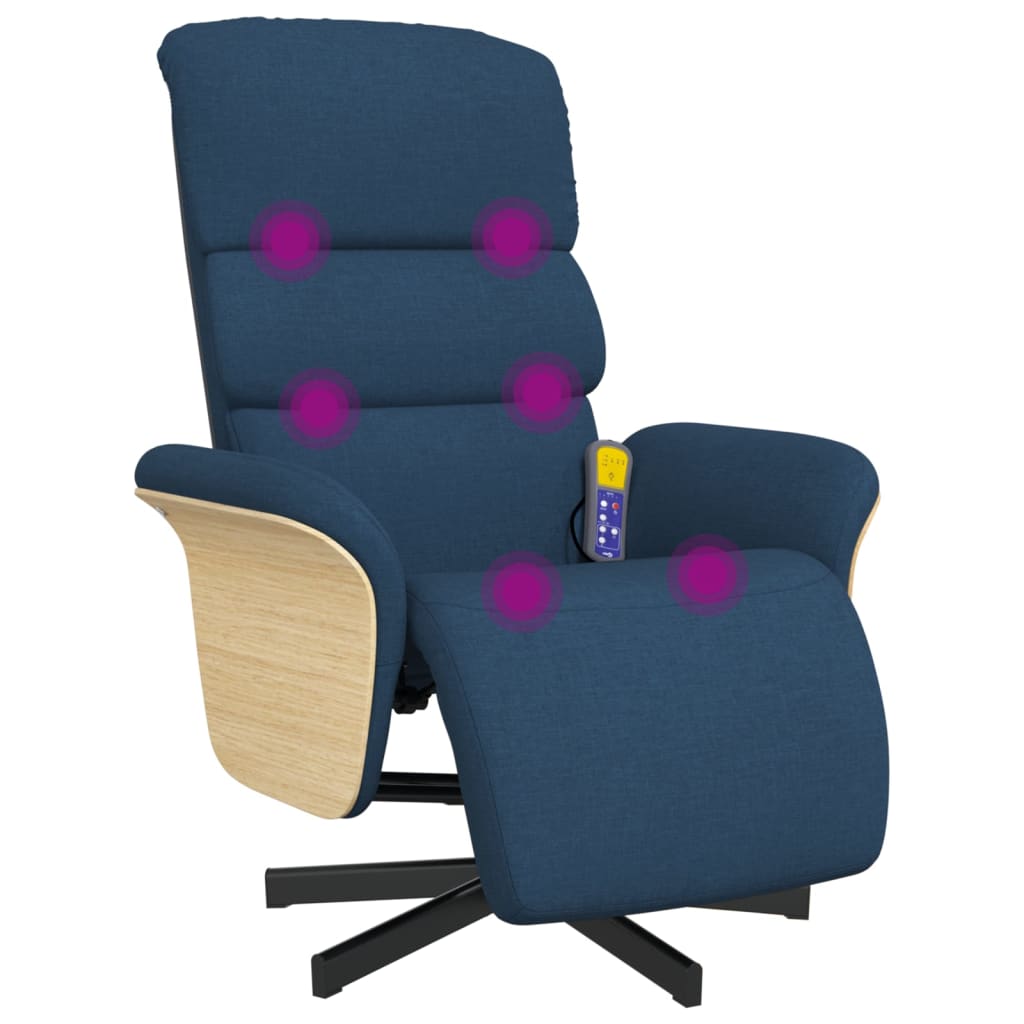 Massagestoel verstelbaar met voetensteun stof blauw is nu te koop bij PeponiXL, paradijselijk wonen!