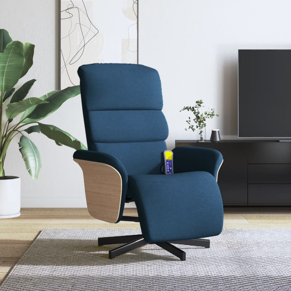 Massagestoel verstelbaar met voetensteun stof blauw is nu te koop bij PeponiXL, paradijselijk wonen!