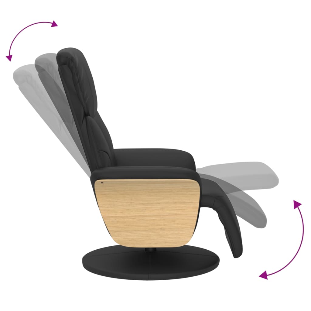 Fauteuil verstelbaar met voetensteun kunstleer zwart is nu te koop bij PeponiXL, paradijselijk wonen!
