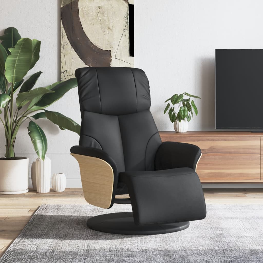 Fauteuil verstelbaar met voetensteun kunstleer zwart is nu te koop bij PeponiXL, paradijselijk wonen!