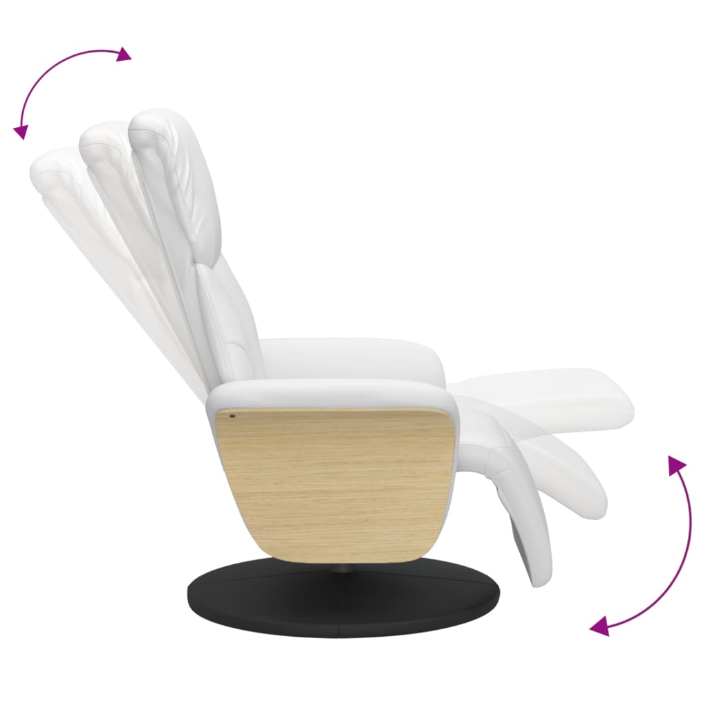 Fauteuil verstelbaar met voetensteun kunstleer wit is nu te koop bij PeponiXL, paradijselijk wonen!