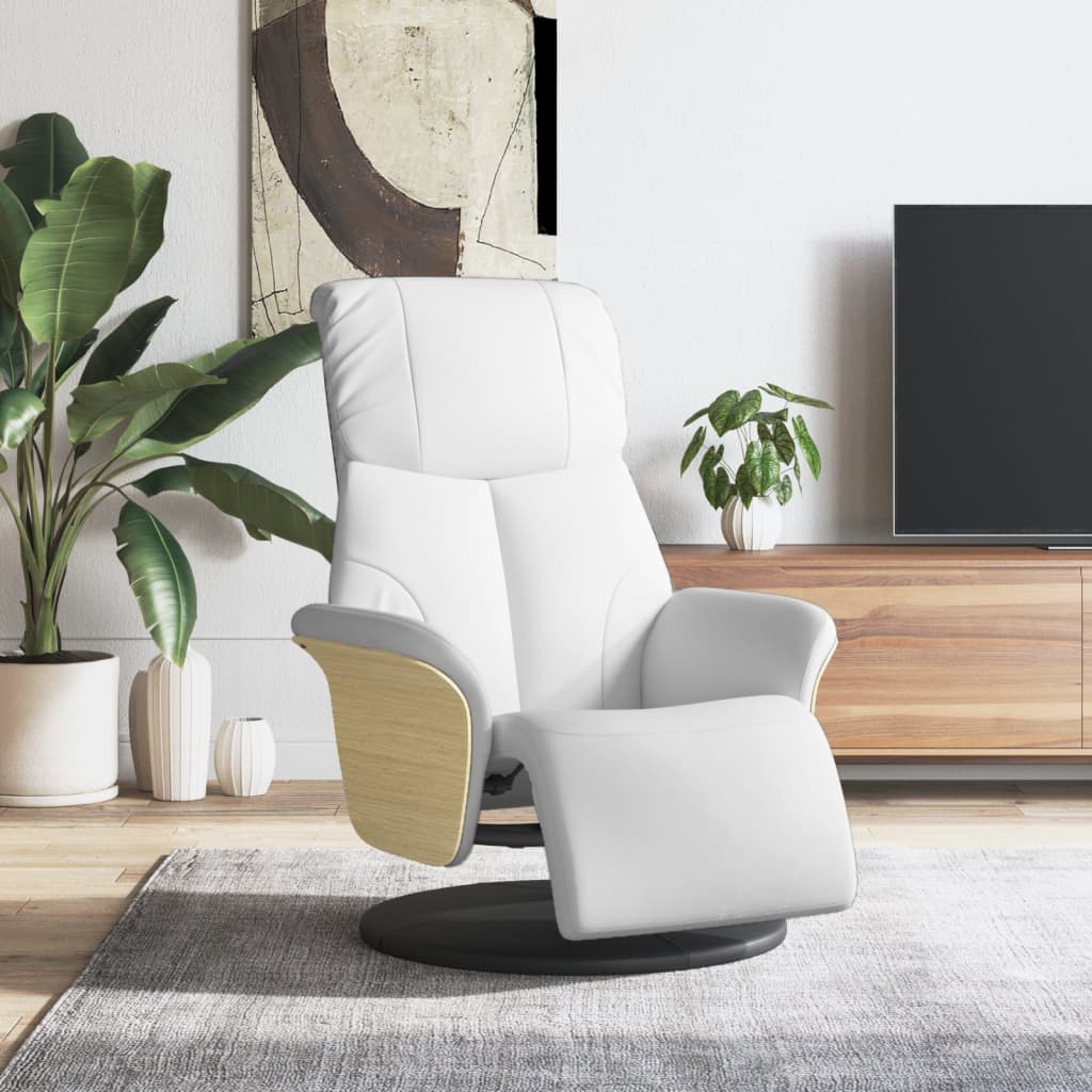 Fauteuil verstelbaar met voetensteun kunstleer wit is nu te koop bij PeponiXL, paradijselijk wonen!