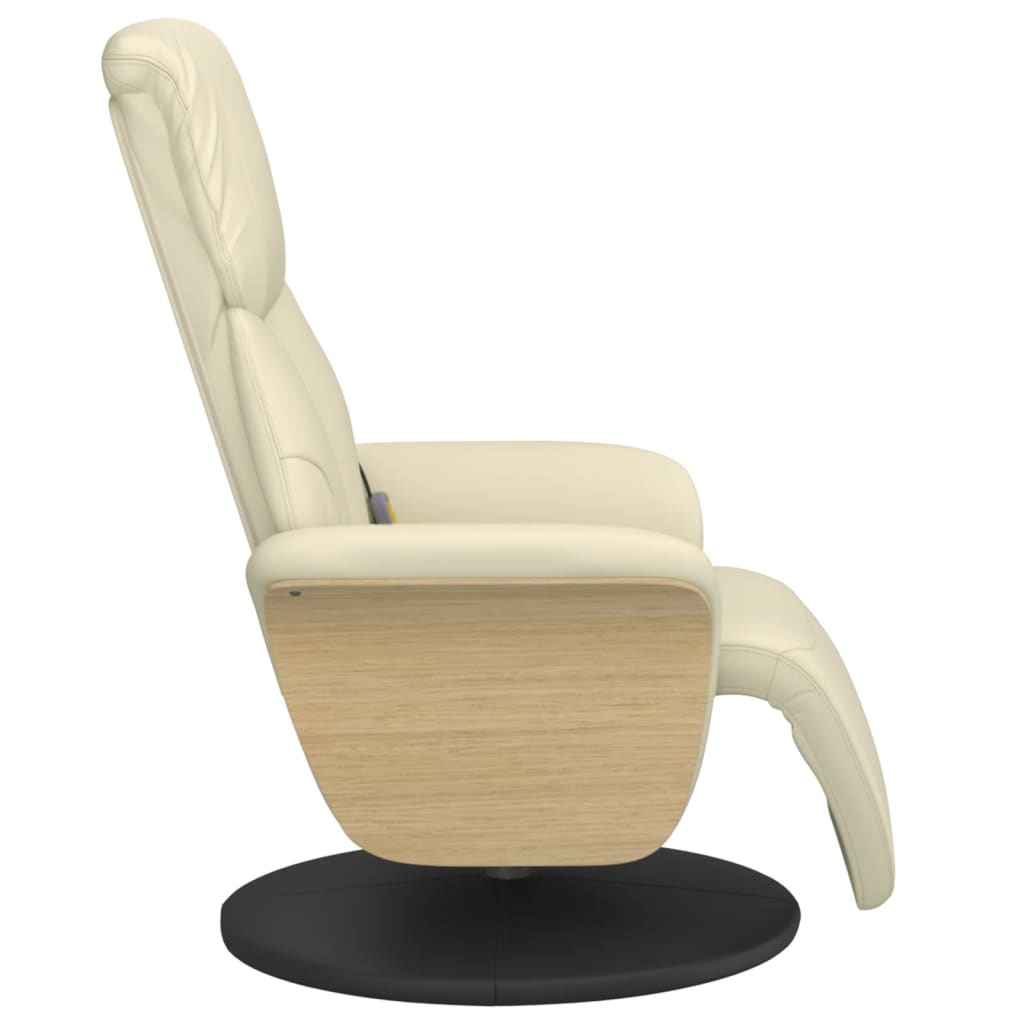 Massagestoel verstelbaar met voetensteun kunstleer crèmekleurig is nu te koop bij PeponiXL, paradijselijk wonen!