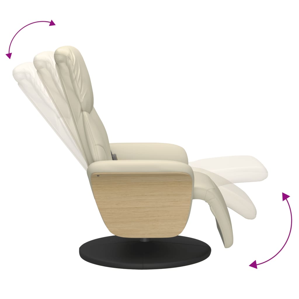 Massagestoel verstelbaar met voetensteun kunstleer crèmekleurig is nu te koop bij PeponiXL, paradijselijk wonen!