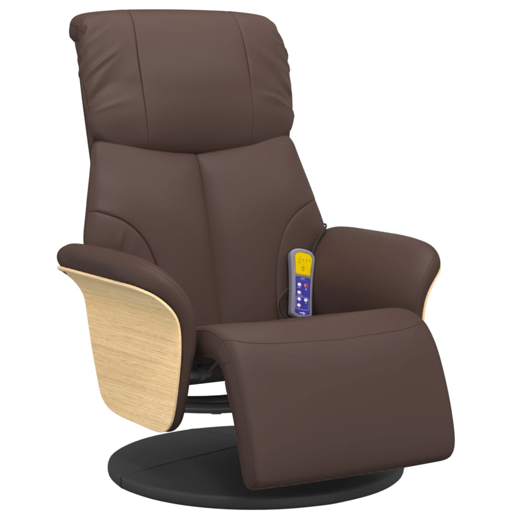 Massagestoel verstelbaar met voetensteun kunstleer bruin is nu te koop bij PeponiXL, paradijselijk wonen!