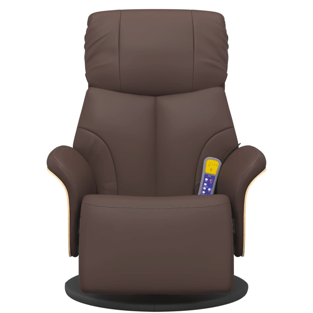 Massagestoel verstelbaar met voetensteun kunstleer bruin is nu te koop bij PeponiXL, paradijselijk wonen!