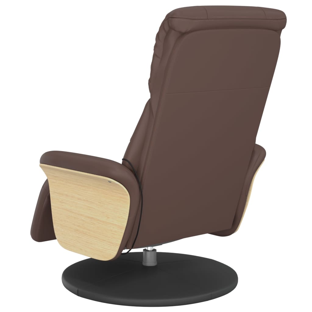 Massagestoel verstelbaar met voetensteun kunstleer bruin is nu te koop bij PeponiXL, paradijselijk wonen!