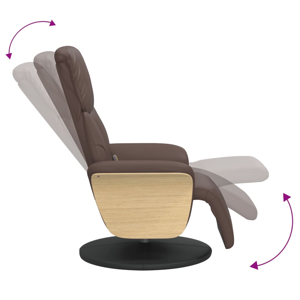 Massagestoel verstelbaar met voetensteun kunstleer bruin is nu te koop bij PeponiXL, paradijselijk wonen!