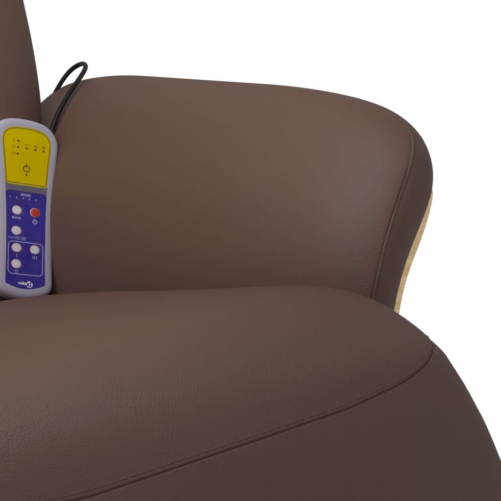 Massagestoel verstelbaar met voetensteun kunstleer bruin is nu te koop bij PeponiXL, paradijselijk wonen!