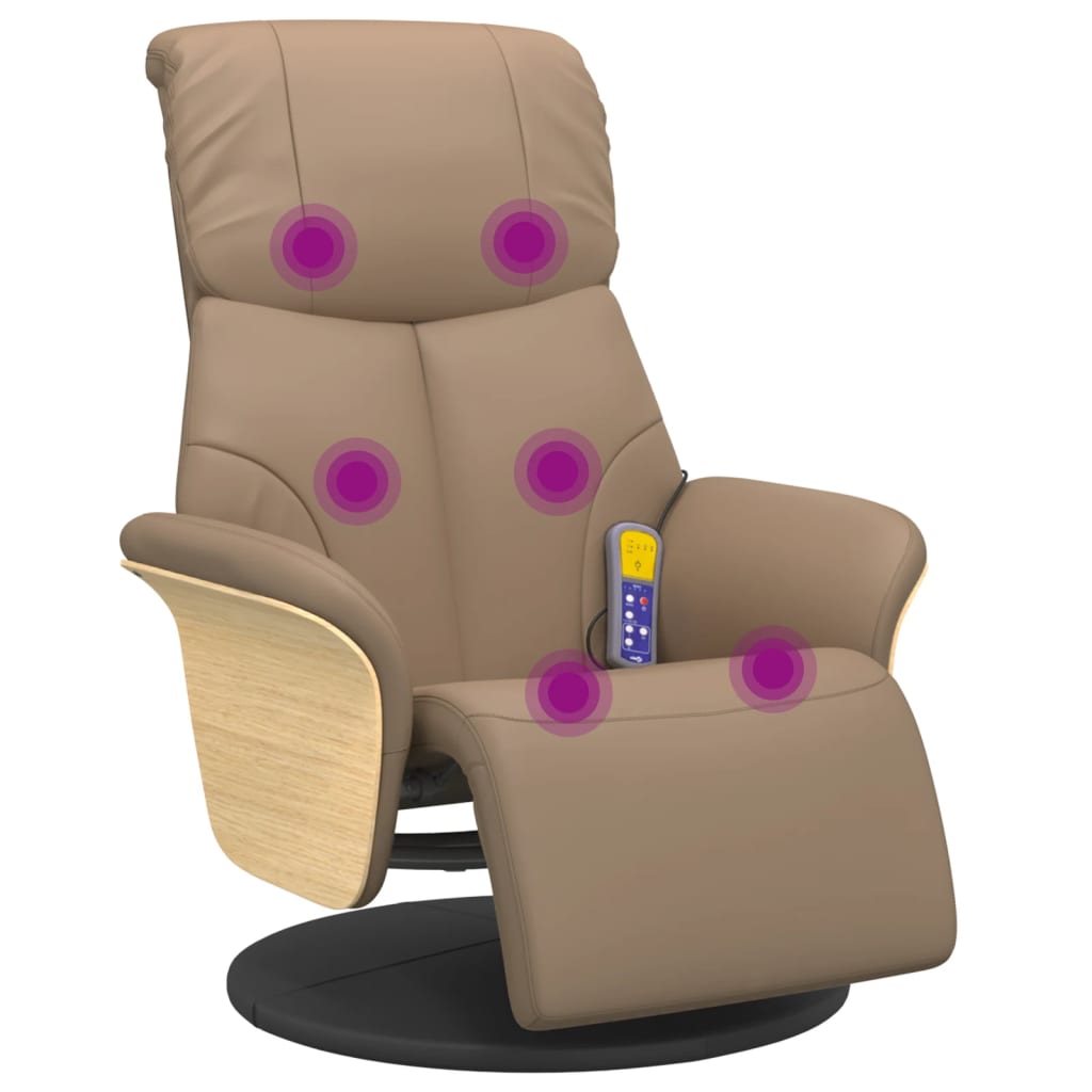 Massagestoel verstelbaar met voetensteun kunstleer cappuccino is nu te koop bij PeponiXL, paradijselijk wonen!