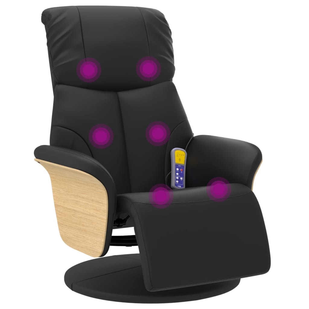 Massagestoel verstelbaar met voetensteun kunstleer zwart is nu te koop bij PeponiXL, paradijselijk wonen!