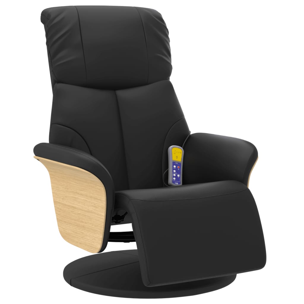 Massagestoel verstelbaar met voetensteun kunstleer zwart is nu te koop bij PeponiXL, paradijselijk wonen!