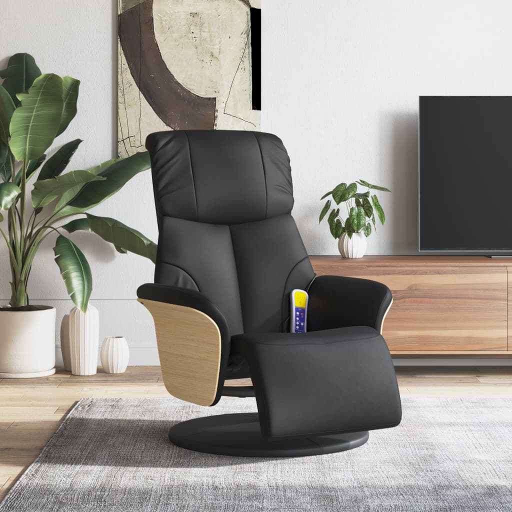 Massagestoel verstelbaar met voetensteun kunstleer zwart is nu te koop bij PeponiXL, paradijselijk wonen!