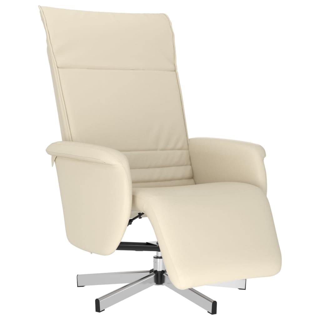 Fauteuil verstelbaar met voetensteun kunstleer crèmekleurig is nu te koop bij PeponiXL, paradijselijk wonen!