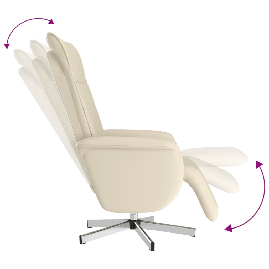 Fauteuil verstelbaar met voetensteun kunstleer crèmekleurig is nu te koop bij PeponiXL, paradijselijk wonen!