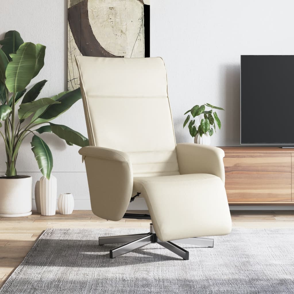 Fauteuil verstelbaar met voetensteun kunstleer crèmekleurig is nu te koop bij PeponiXL, paradijselijk wonen!