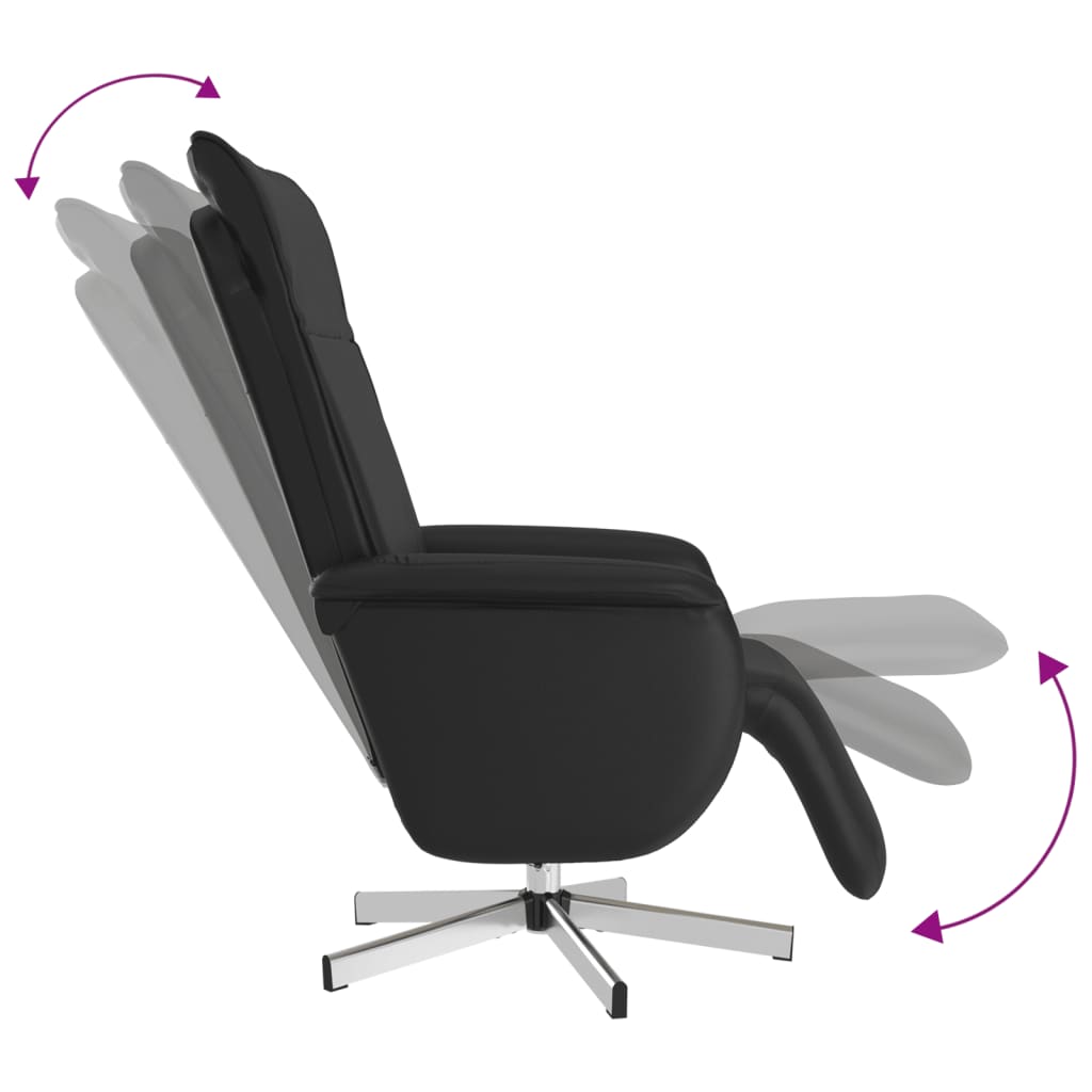 Fauteuil verstelbaar met voetensteun kunstleer zwart is nu te koop bij PeponiXL, paradijselijk wonen!