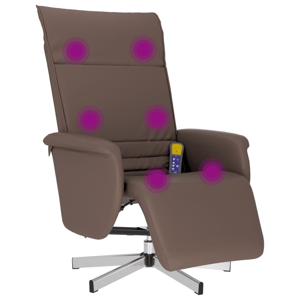 Massagestoel verstelbaar met voetensteun kunstleer bruin is nu te koop bij PeponiXL, paradijselijk wonen!