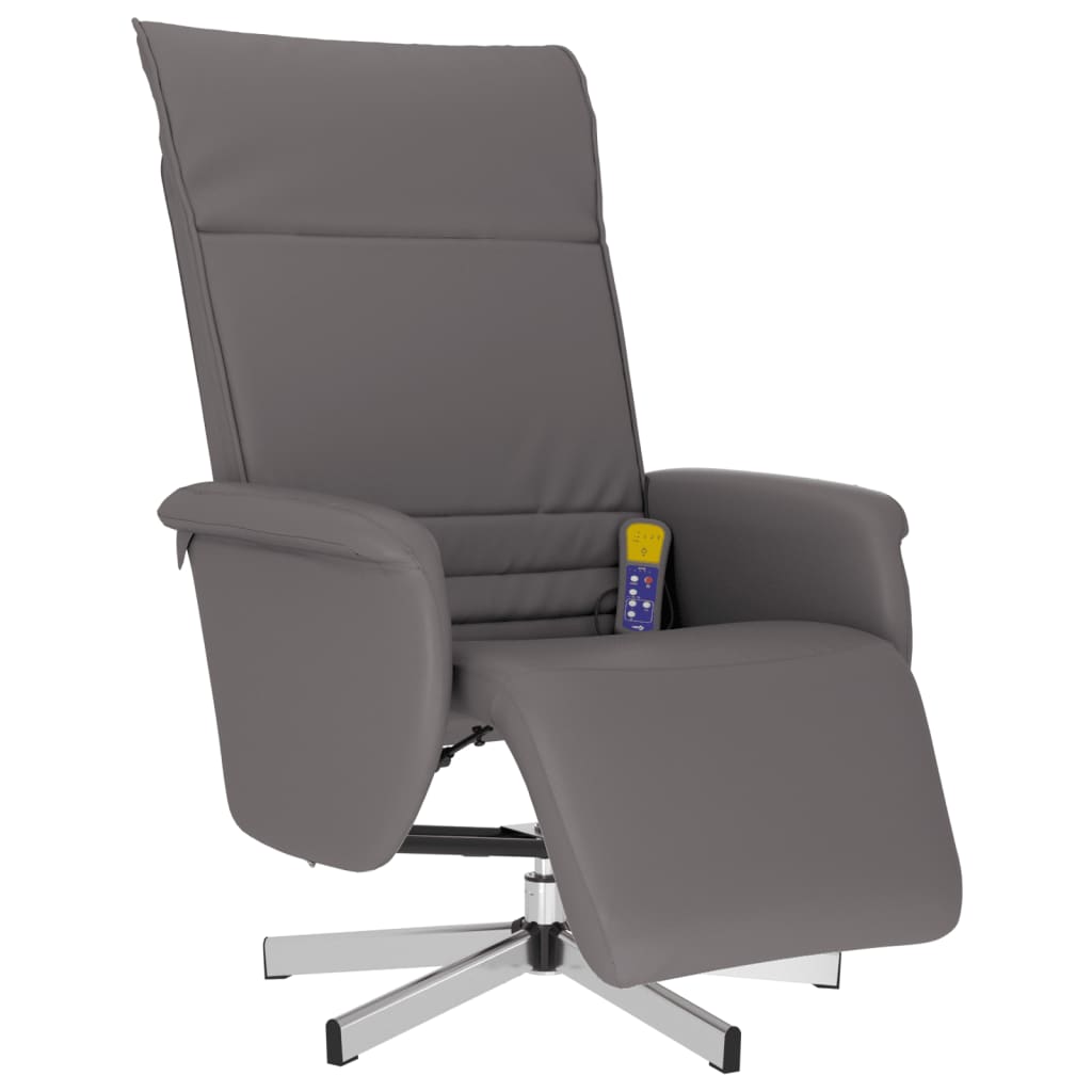 Massagestoel verstelbaar met voetensteun kunstleer grijs is nu te koop bij PeponiXL, paradijselijk wonen!