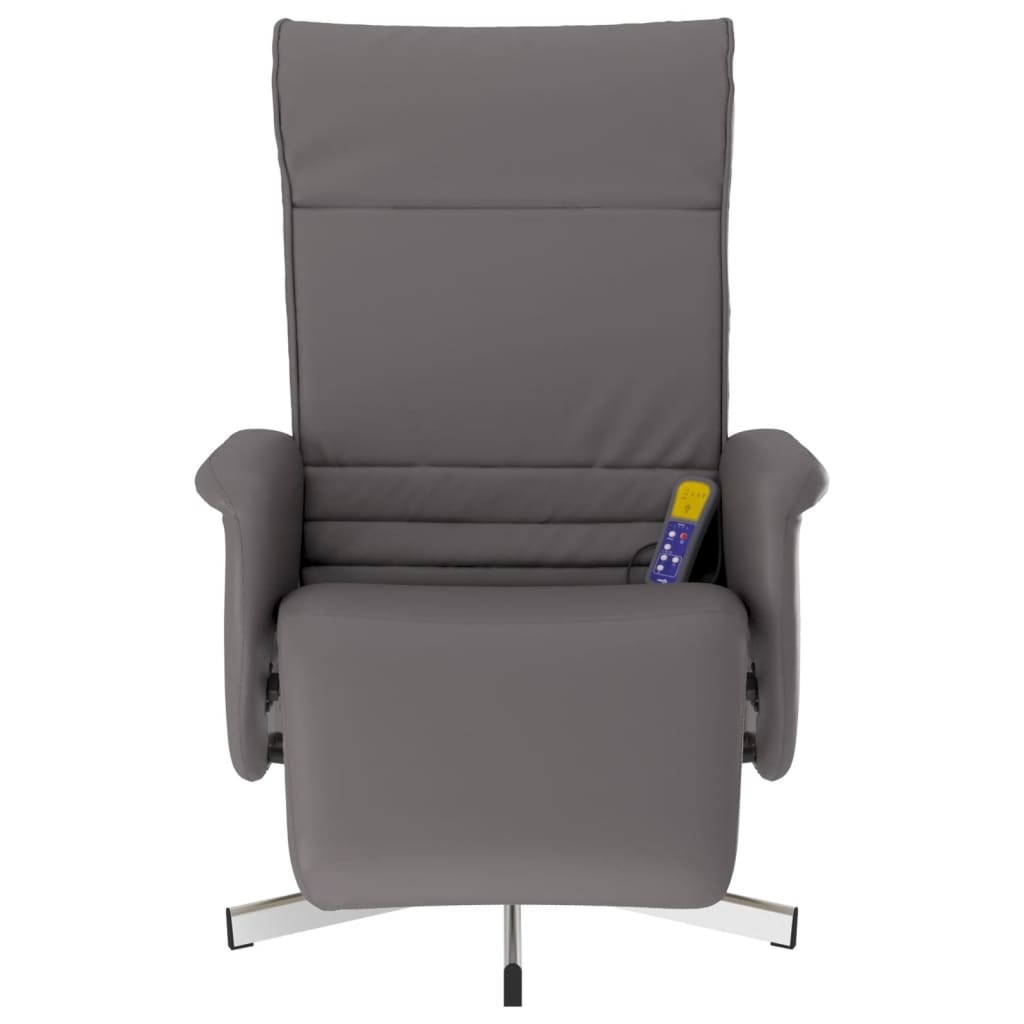 Massagestoel verstelbaar met voetensteun kunstleer grijs is nu te koop bij PeponiXL, paradijselijk wonen!