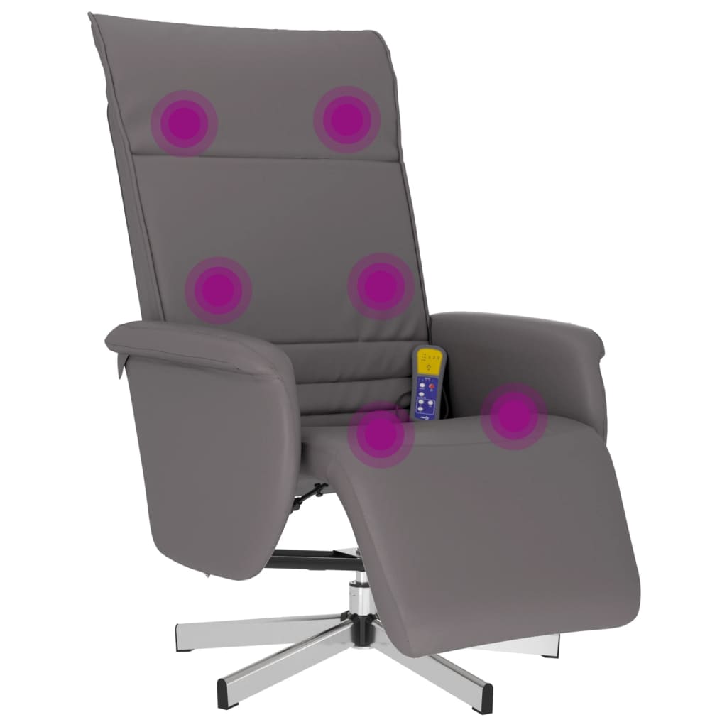 Massagestoel verstelbaar met voetensteun kunstleer grijs is nu te koop bij PeponiXL, paradijselijk wonen!