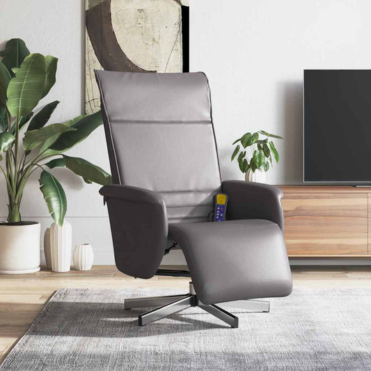 Massagestoel verstelbaar met voetensteun kunstleer grijs is nu te koop bij PeponiXL, paradijselijk wonen!